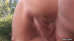 Small tits redhead babe Brandi Lyons got fucked in the backyard