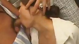 Big boobed Japanese nurse gets gangbanged hard