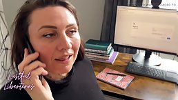 Busty brunette MILF gets fucked POV while she's talking on phone