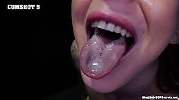 Young brunette slut sucks dicks in Glory Hole