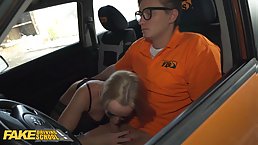 Small tits blonde in stockings Victoria Pure gets fucked in the car