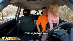 Slutty blonde in black stockings Marilyn Sugar gets fucked POV in the car