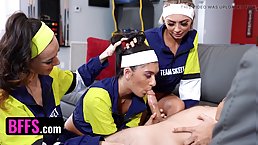 Fit babes Chloe Temple, Aubry Babcock and Sawyer Cassidy get protein shot after workout