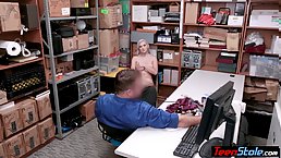 Big boobed blonde shoplifter Emily Right served a dirty LP officer