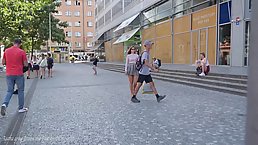 Sexy redhead Agatha going braless and pantiless on the street