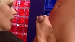 Busty blonde German MILF gangbanged with DP