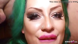 Amateur German teen gets her pussy fucked and creampied in gangbang