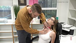 Submissive babe in pink stockings Ashley Lane works hard for some rough cock