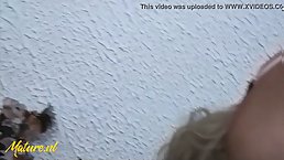 Blonde MILF in stockings Branca gets fucked and creampied