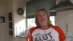 Mature blonde housewife gets birthday anal creampie from her master before sucking him clean
