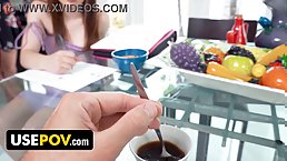 Lucky guy fucks brunette teen Reese Robbins and blonde stepmom Aaliyah Love (POV)