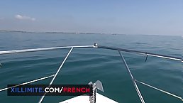 Busty brunette MILF gets fucked on a yacht