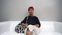 Mature redhead takes cock at the casting (POV)