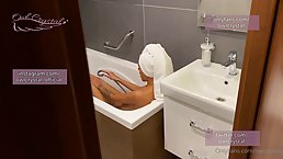 Slender blonde babe Owl Crystal sucks dick in the bathroom (POV)