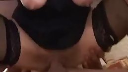 Big tits mature brunette gets fucked by young guy
