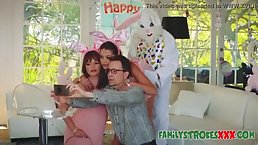 Easter Bunny fucks horny brunette teen