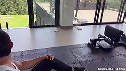 Amazing Latina babe gets help from a stud at the gym