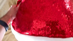 Brunette wife gets fucked hard in her sexy Xmas costume
