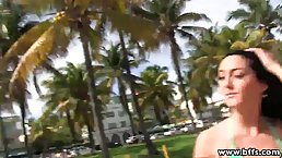 Two hot bikini babes picked up on the beach and fucked