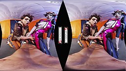 VR cosplay CFNM threesome with Widowmaker and Tracer