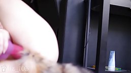 Beautiful brunette teen masturbates with huge dildo