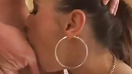 Sexy brunette with nice boobs gives up the back door