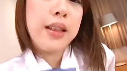Sexy Japanese teen sucks dick POV