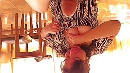 Mature Asian housewife sucks big young dick 