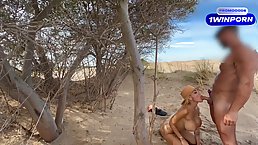 Big ass and boobs blonde MILF Lana Myers gets fucked on the beach 