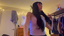 Horny brunette babysitter doesn't wanna go home