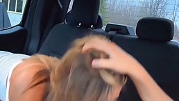 Pretty blonde sucks cock and swallows big load