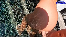 Risky passionate underwater sex of a couple in love on vacation