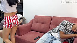 Round ass Latina babe gets fucked from behind thongs to the side