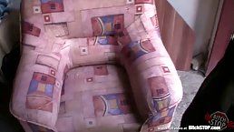 Amateur curly blonde Veronika gets fucked in garage