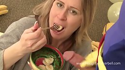 Preggo blonde MILF Tinkerbell gets anally fucked by Bananaman and his big bananas