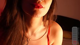 Small tits tattooed brunette MILF masturbates with dildo and gives JOI