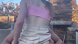 Nice backyard fucking with brunette teen Myra Moans