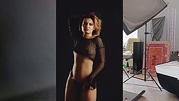 Fit MILF's sensual undressing photoshoot (BTS)