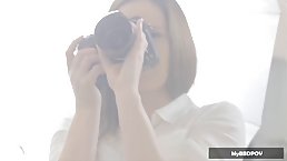 Sexy photoshoot ends with lesbian threesome