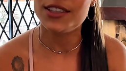 Pretty Latina babe sucks dick POV with eye contact