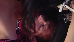 Submissive dude strap-on gangbanged hard by four MILFs