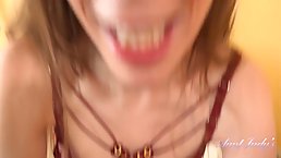 Horny brunette MILF in stockings masturbates and cums