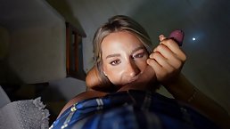 Busty tattooed blonde MILF gets fucked POV because she can't pay the rent 