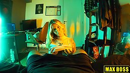 Morning POV anal fuck and creampie with round ass blonde girl