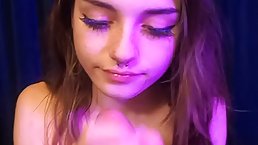 Young brunette babe with nice boobs LilMochiDoll gives nice POV blowjob