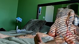 Amateur tattooed couple enjoy morning sex