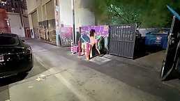 Slutty brunette MILF Nicole Niagara masturbates on parking at night
