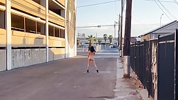Blindfolded young brunette slut Nicole Niagara in Vegas