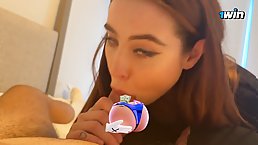 Beautiful tattooed brunette babe sucks and rides dick POV