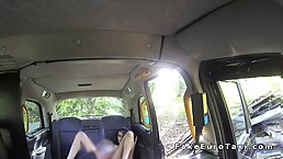 Amateur busty tattooed brunete gets anally banged in fake taxi
